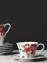 Gulbano 12 Pieces Cup & Saucer Set, Charm, Blue