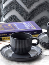 Seher 12 Pieces Cup & Saucer Set, Grey